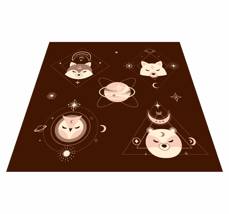 子供 ビニールマット 宇宙の動物たちの冒険 - TENSTICKERS
