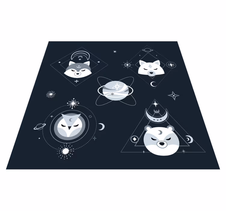壁画 モアチルドレン 宇宙の動物の顔 - TENSTICKERS