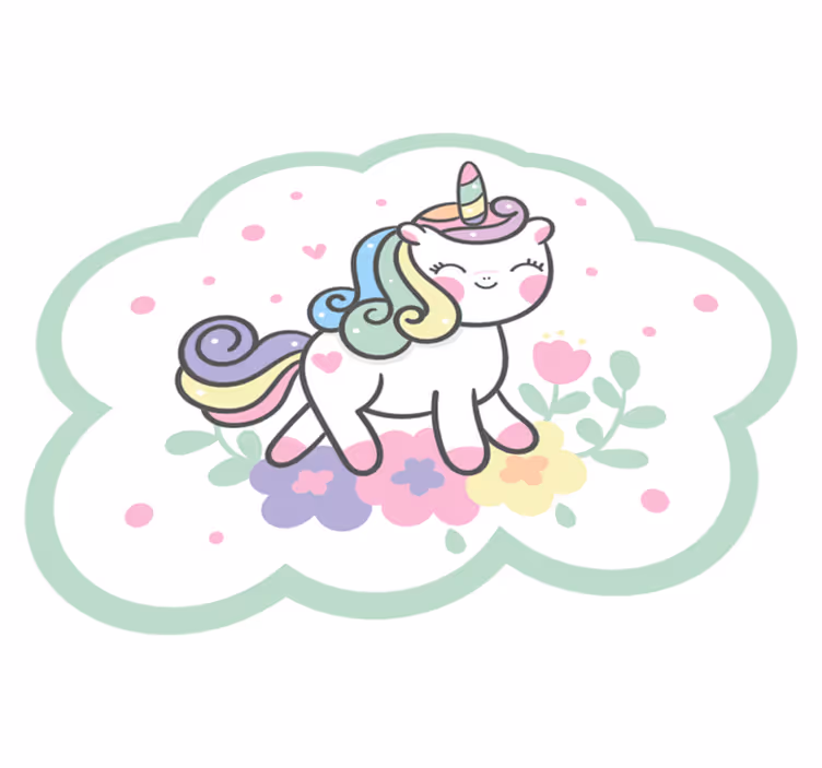 子供 ビニールマット 可愛いユニコーンイラスト - TENSTICKERS