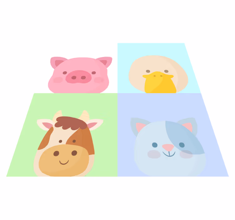 子供 ビニールマット 可愛い動物の顔 - TENSTICKERS