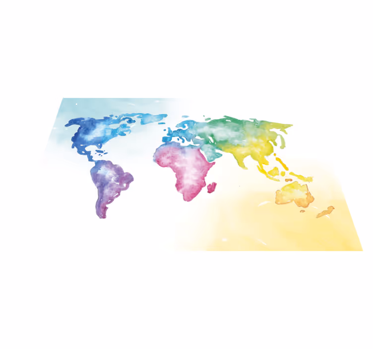 世界地図 ビニールマット 鮮やかなグローバルマップ - TENSTICKERS