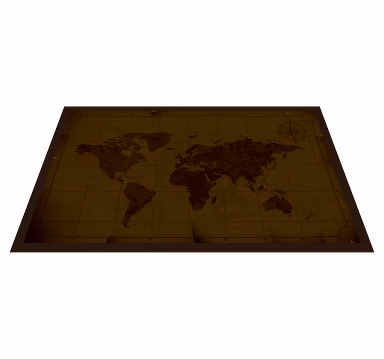 世界地図 ビニールマット アンティークブラウンデザイン - TENSTICKERS