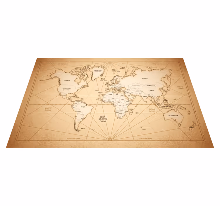 19世紀スタイルの世界地図の敷物 - TENSTICKERS