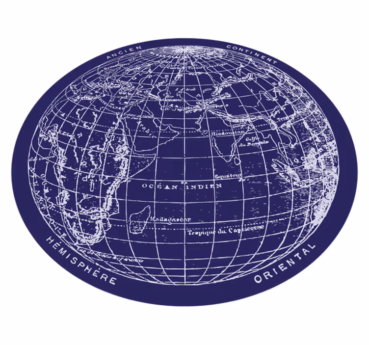 円形の世界地図ビニールラグ - TENSTICKERS