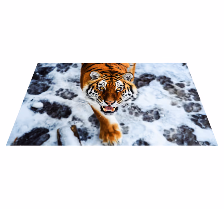 動物 ビニールマット 猛獣の虎の構え - TENSTICKERS