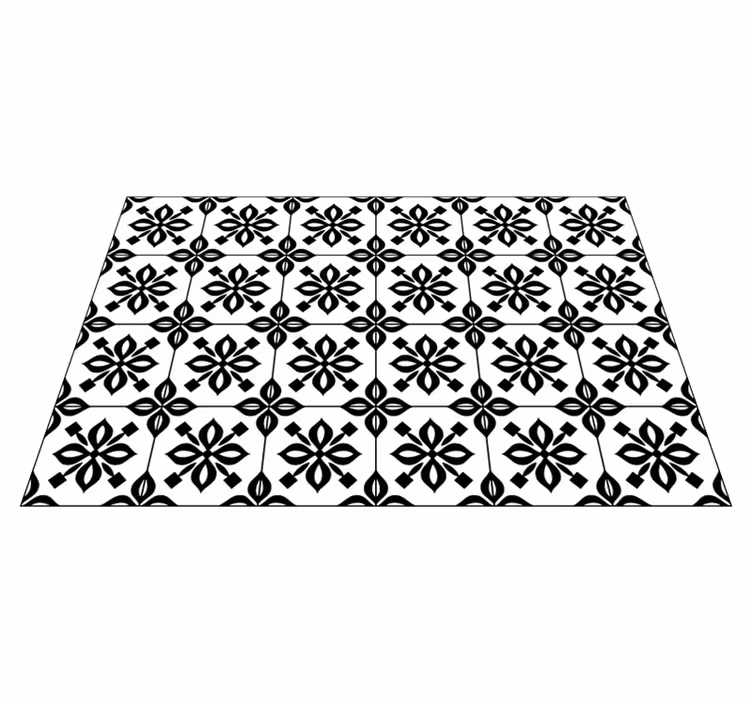 黒と白の曼荼羅タイルカーペット - TENSTICKERS
