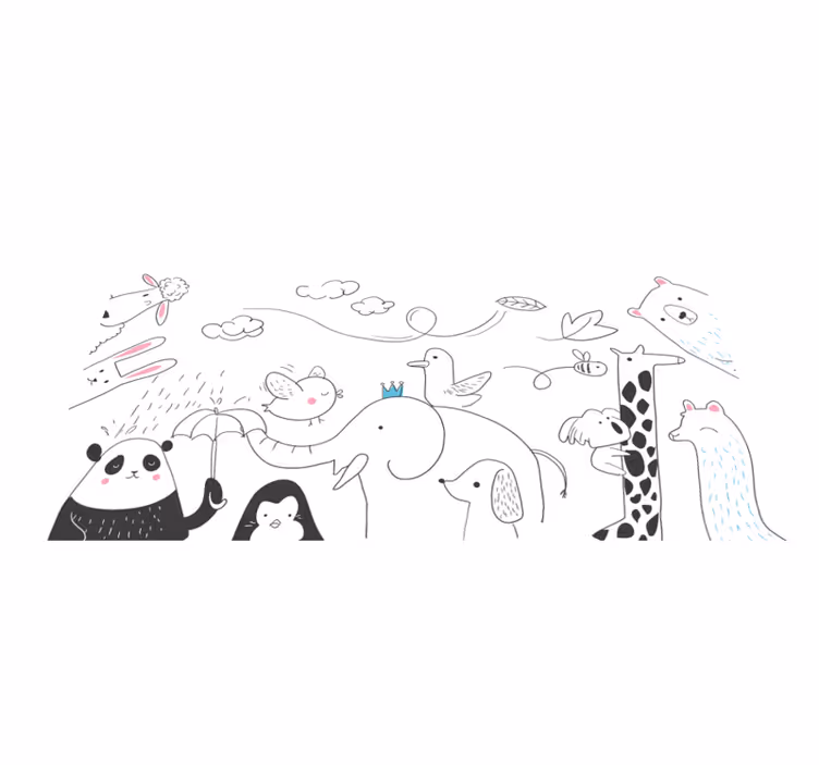 保育園 ビニールマット ミニマリストな動物たち - TENSTICKERS