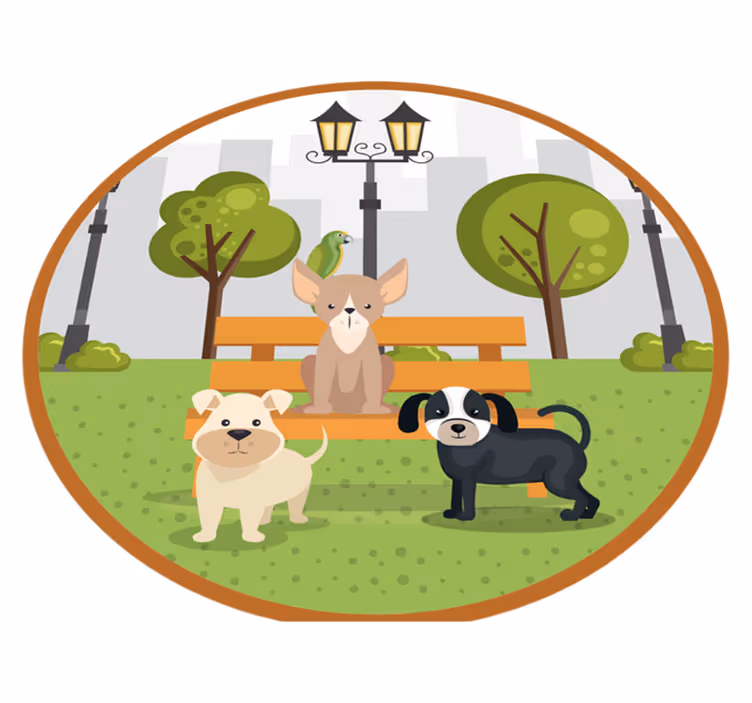 動物 ビニールマット 公園の犬たち - TENSTICKERS