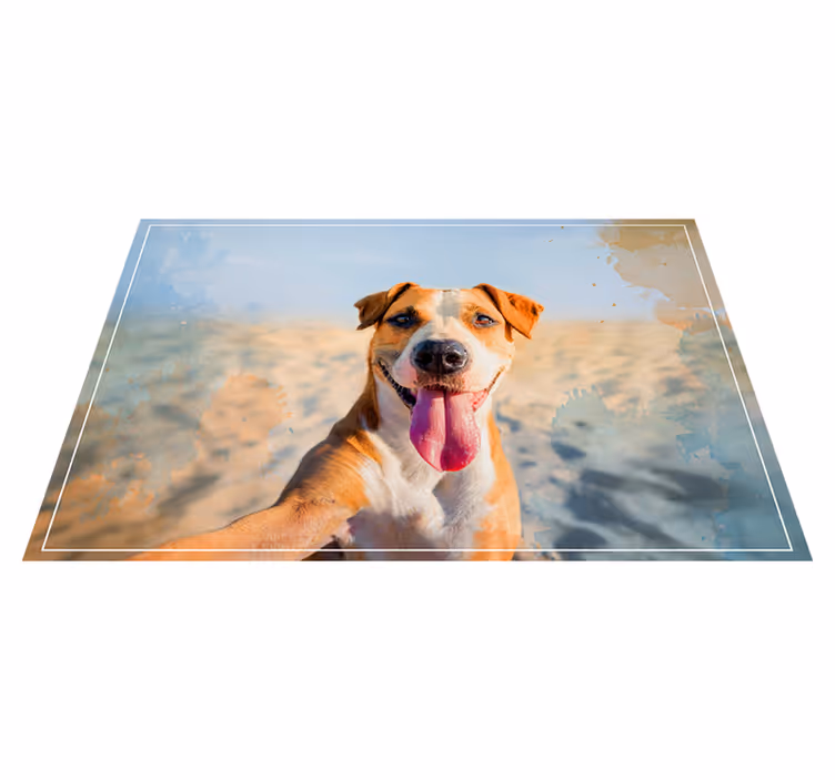 動物 ビニールマット 笑顔の犬の肖像 - TENSTICKERS