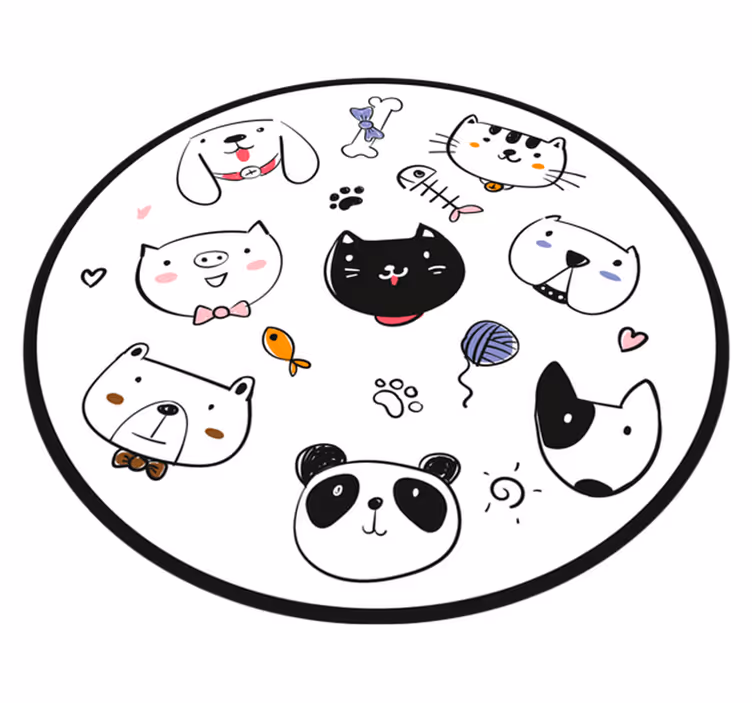 保育園 ビニールマット 愛らしい生き物の表情 - TENSTICKERS