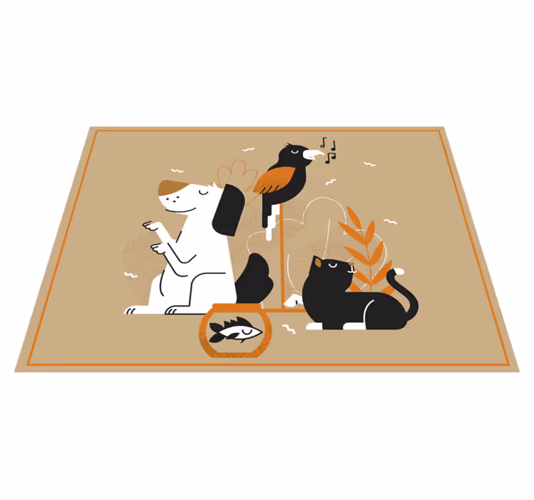 動物 ビニールマット ベージュのペットイラスト - TENSTICKERS