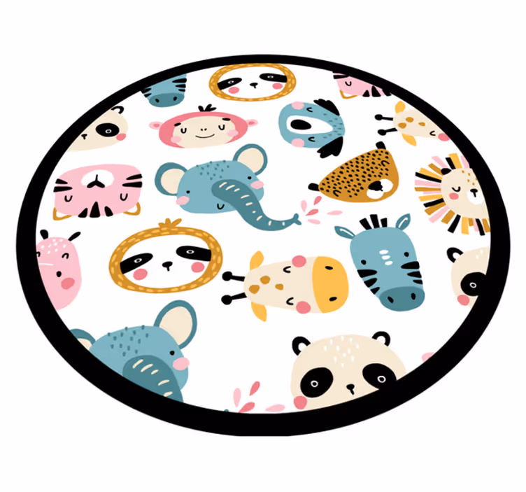 子供 ビニールマット カラフルなサファリ動物 - TENSTICKERS