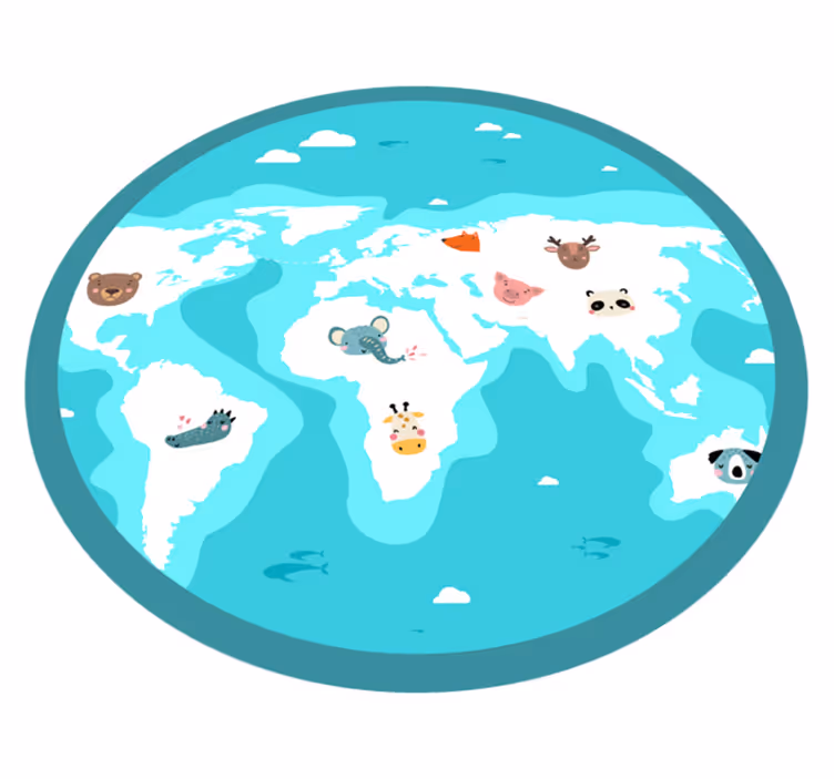 壁画 モアチルドレン 世界の動物地図 - TENSTICKERS