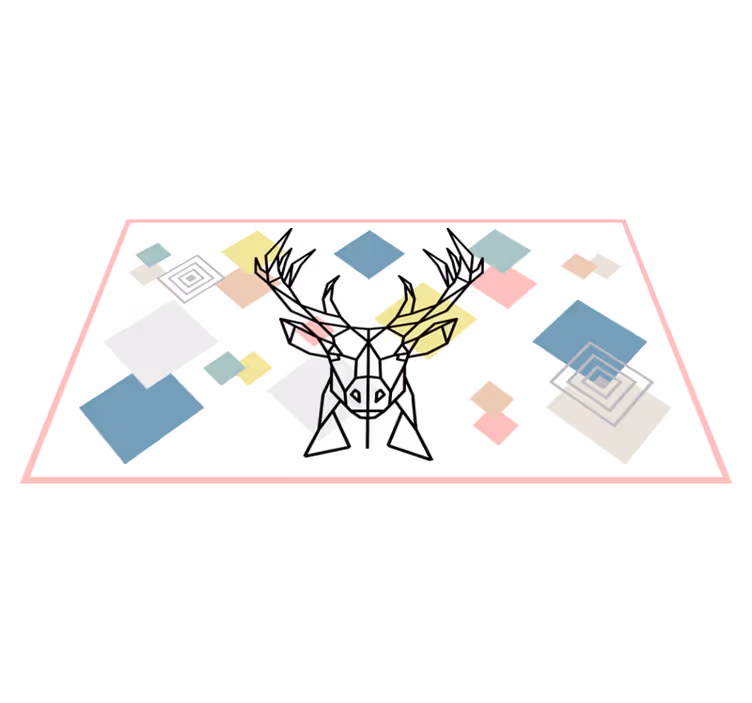 幾何学的なビニールマット 折り紙の鹿アート - TENSTICKERS