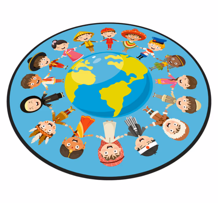 民族の世界地図の敷物と - TENSTICKERS
