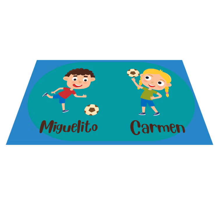 壁画 モアチルドレン 名前入りサッカーをする子どもたち - TENSTICKERS