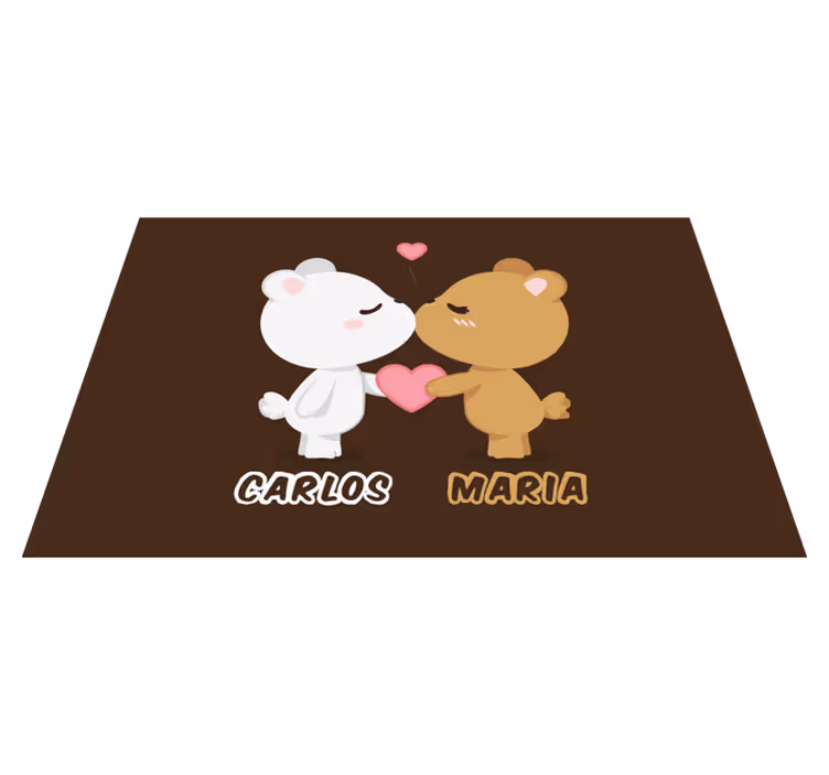 名前 ビニールマット かわいいクマのカップル - TENSTICKERS