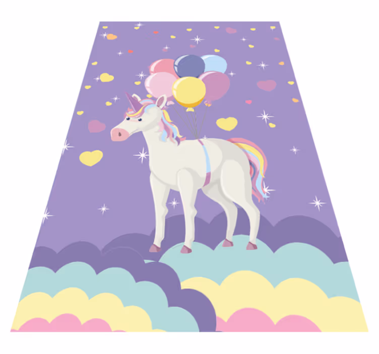 子供 ビニールマット パープルユニコーンのバルーン - TENSTICKERS