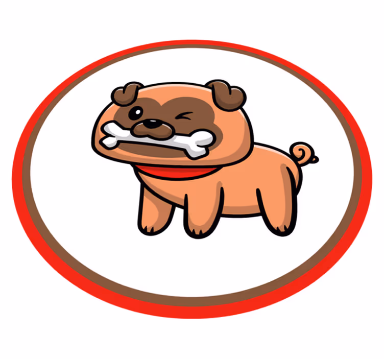 動物 ビニールマット ブルドッグと骨 - TENSTICKERS