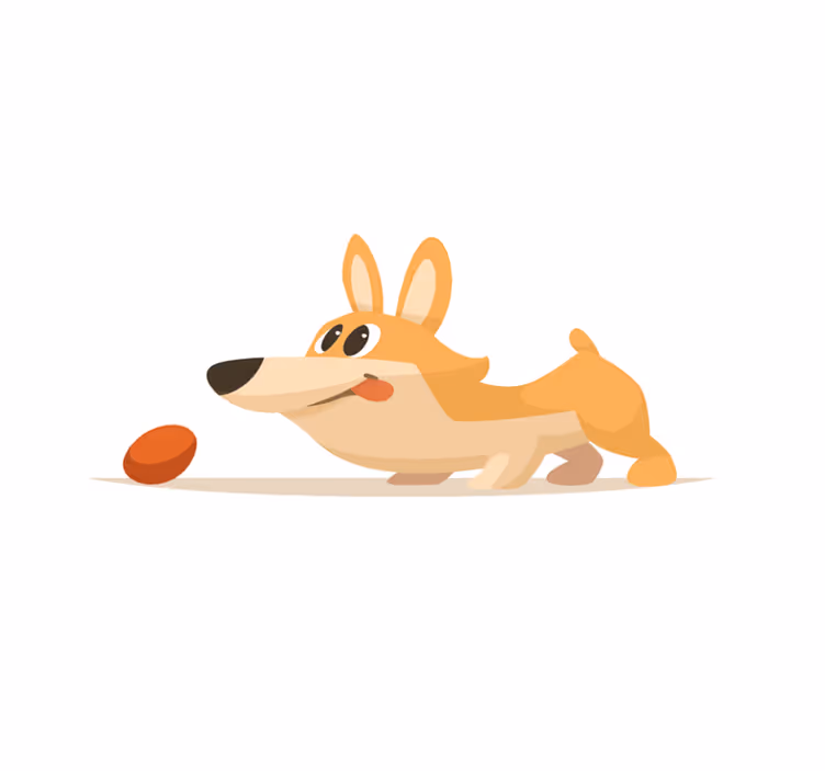 壁画 モアチルドレン 遊び心のあるコーギーの追いかけっこ - TENSTICKERS