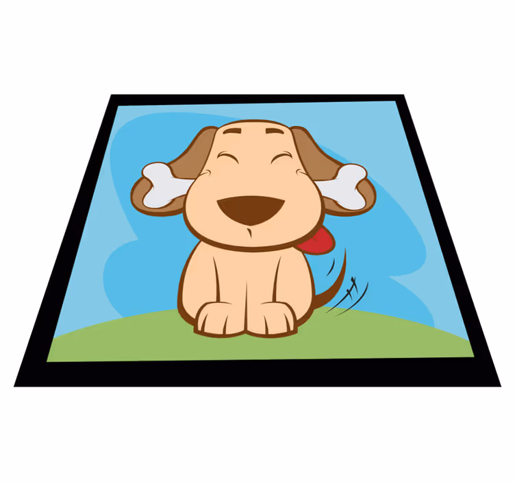 動物 ビニールマット 骨を持つ幸せな犬 - TENSTICKERS
