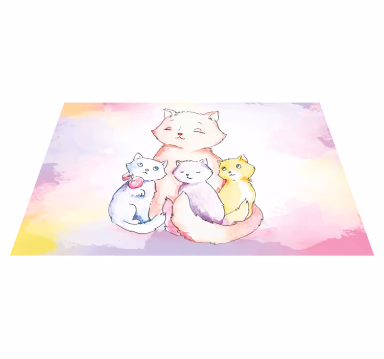 保育園 ビニールマット かわいい猫の家族 - TENSTICKERS