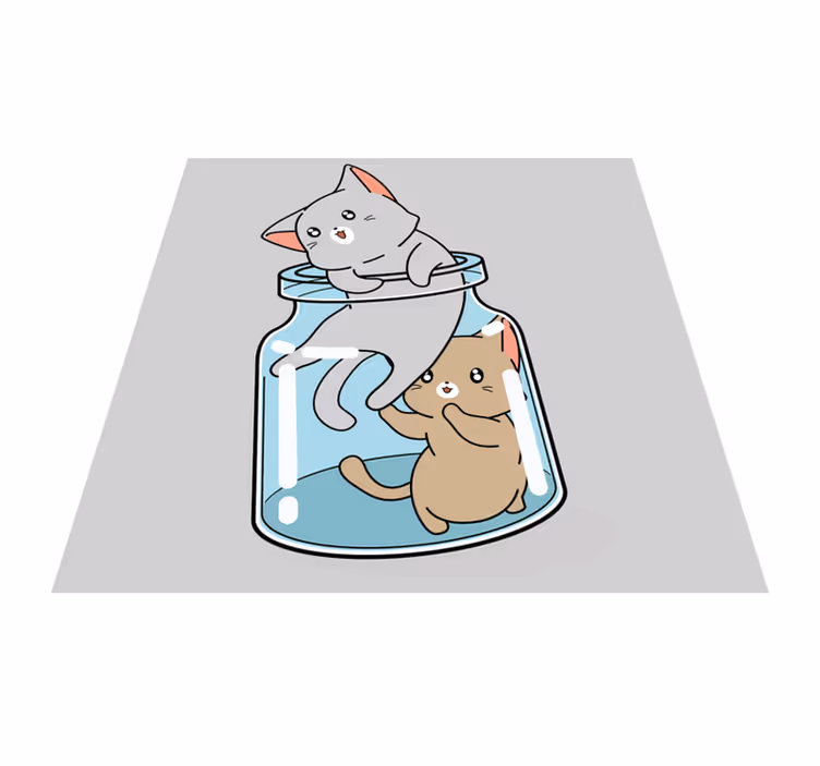 動物 ビニールマット 可愛い猫の瓶 - TENSTICKERS