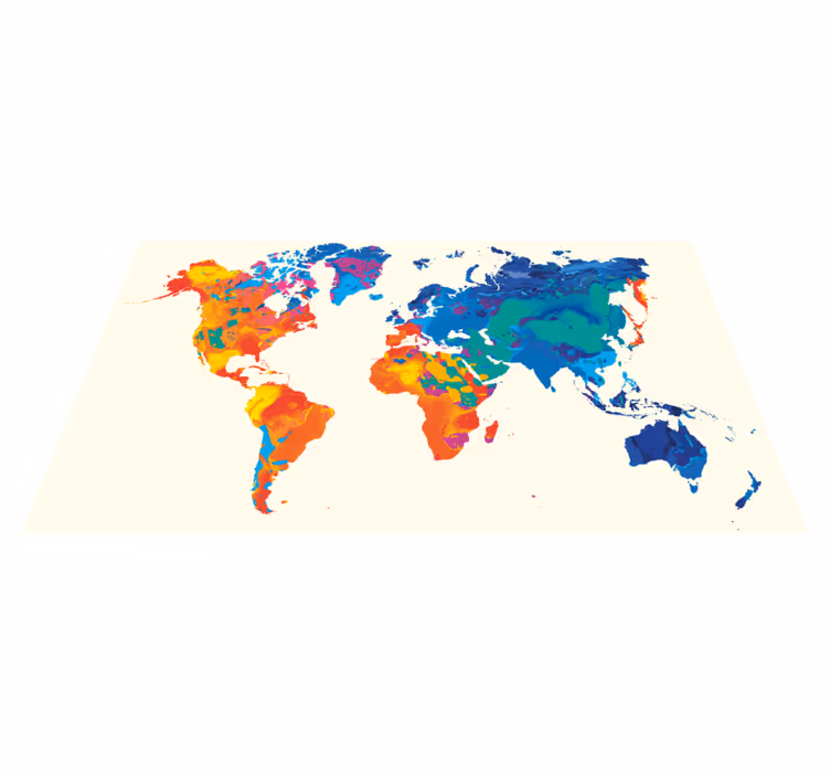 世界地図 ビニールマット 鮮やかなグローバルアトラス - TENSTICKERS