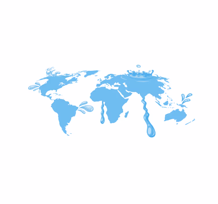 世界地図 ビニールマット 青い水のデザイン - TENSTICKERS