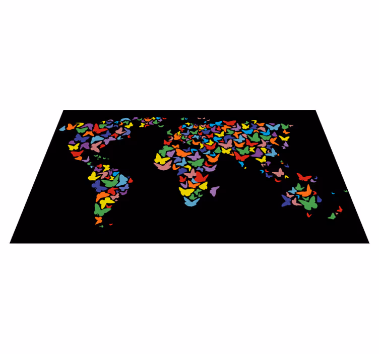世界地図 ビニールマット カラフルバタフライマップ - TENSTICKERS