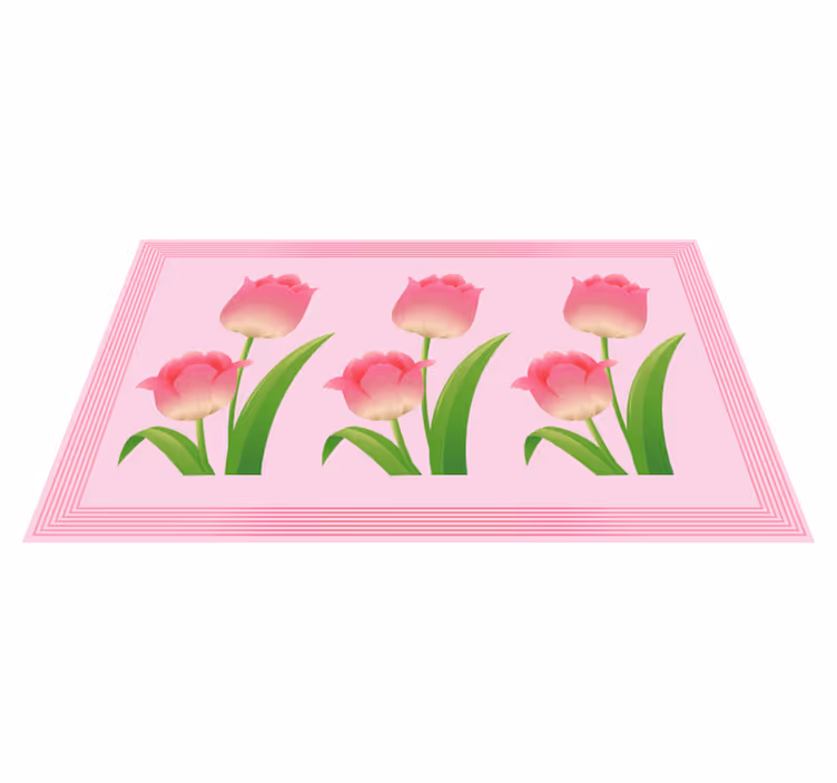花と植物の壁画 ピンクチューリップのディスプレイ - TENSTICKERS