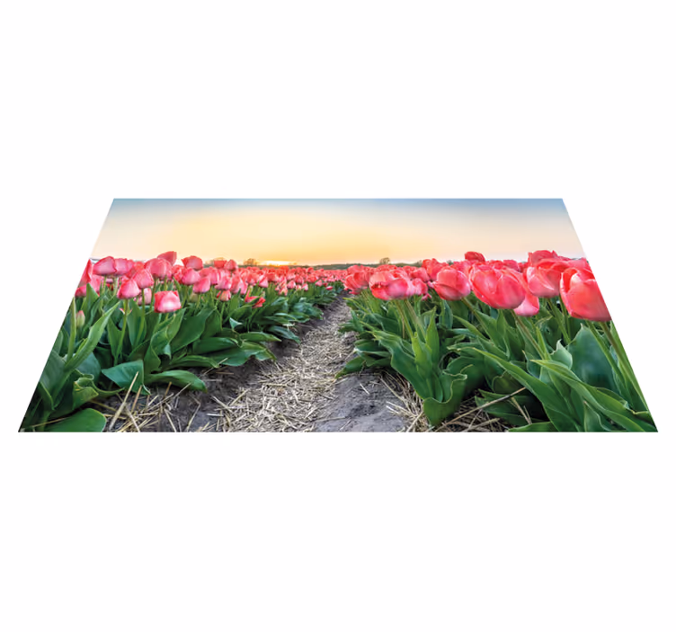 花と植物の壁画チューリップ畑の視点 - TENSTICKERS