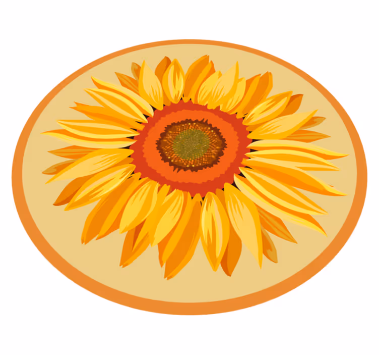 花と植物の壁画ひまわりラウンド - TENSTICKERS