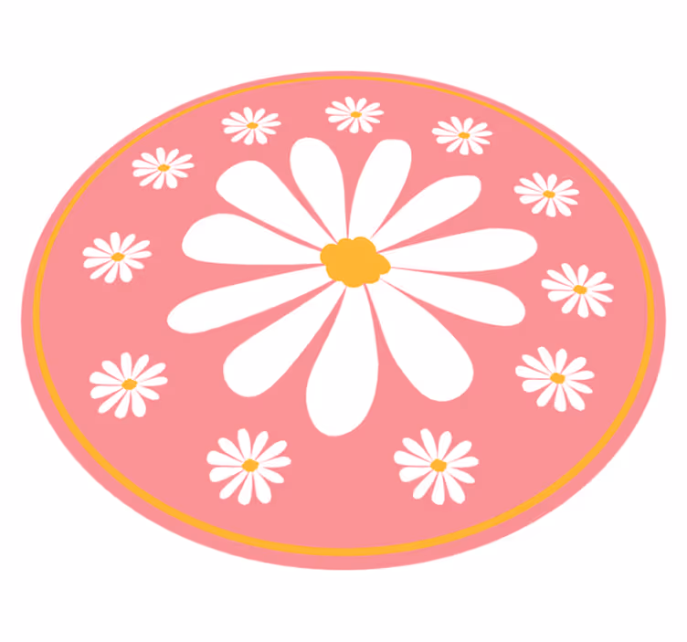 デイジーフラワーピンクの背景フローラルラグ - TENSTICKERS