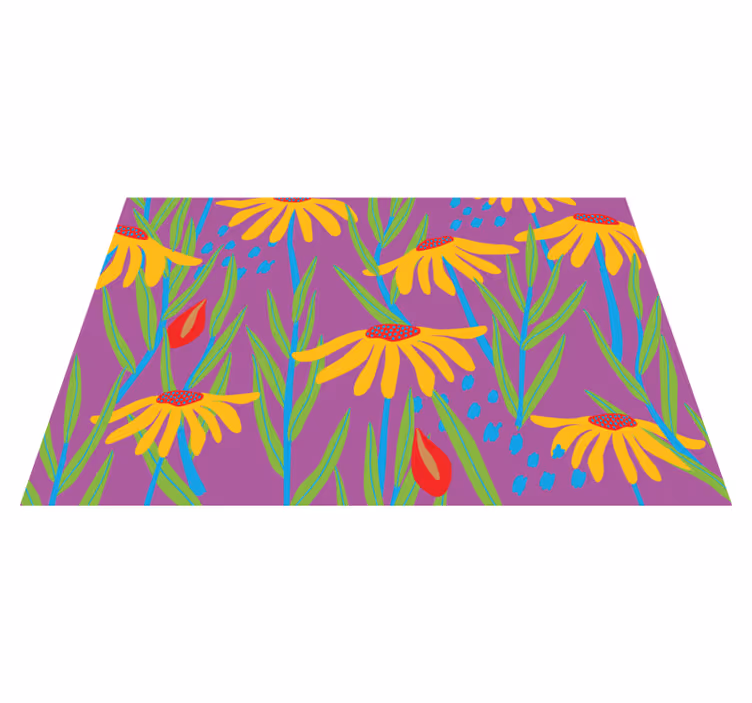 カラフルなデイジーの花silouhetteフローラルラグ - TENSTICKERS