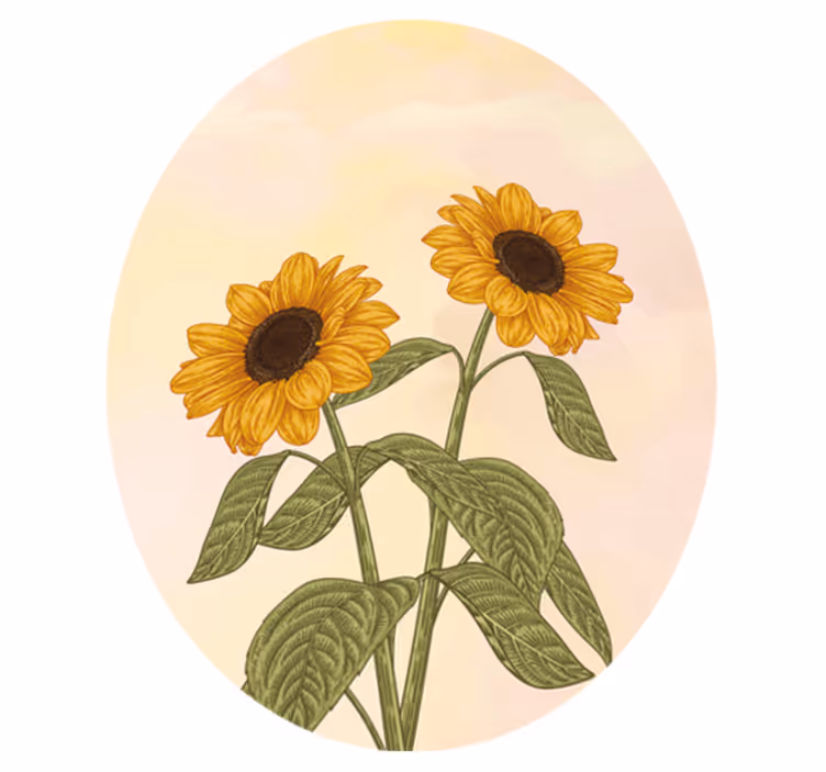花と植物の壁画ひまわりの抱擁 - TENSTICKERS