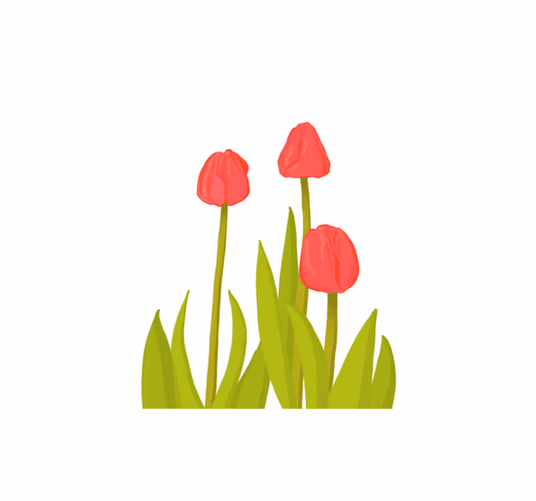 花と植物の壁画鮮やかなチューリップの花 - TENSTICKERS