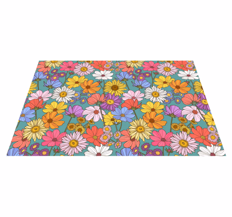花と植物の壁画 明るくカラフルなモチーフ - TENSTICKERS
