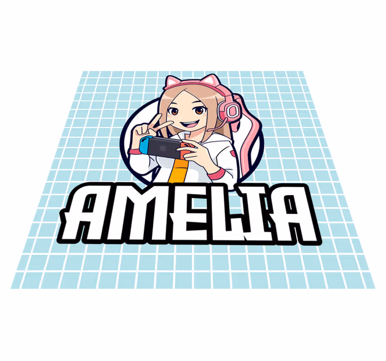 十代の若者たち ビニルマット ゲーム好きの女の子の名前 - TENSTICKERS