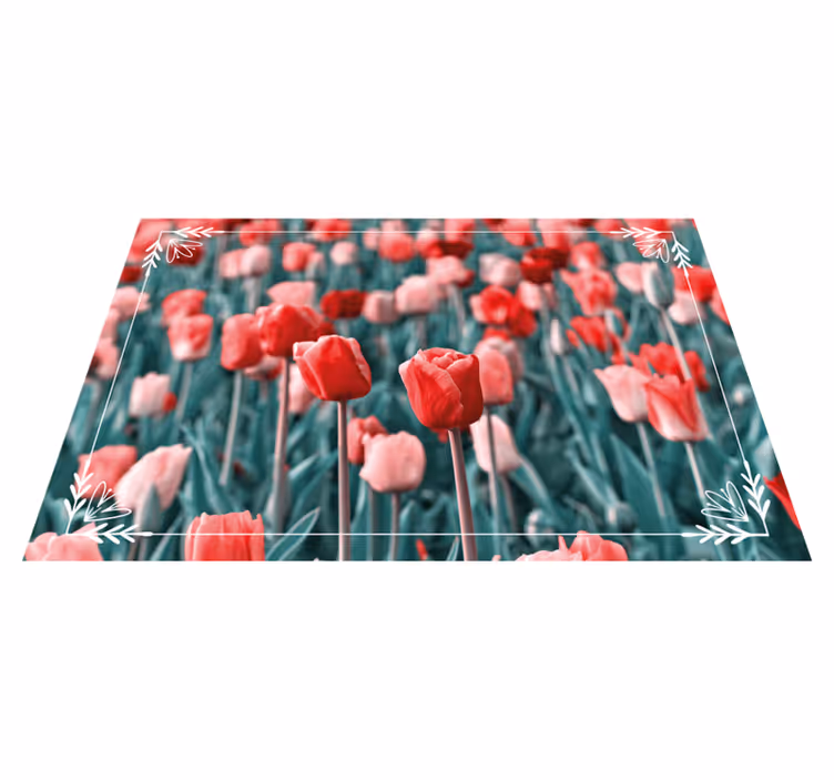 花と植物の壁画チューリップ畑の風景 - TENSTICKERS