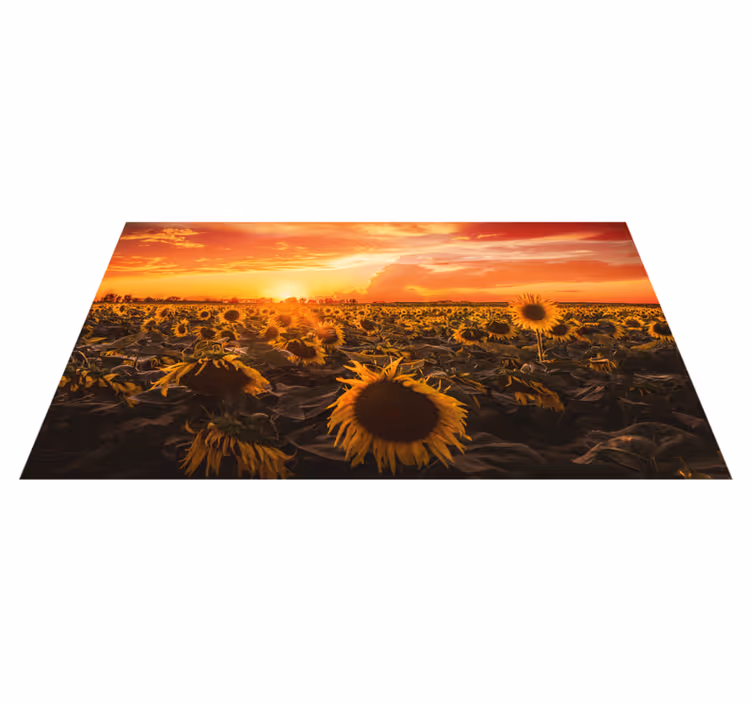 花と植物の壁画ひまわりの夕焼けシーン - TENSTICKERS