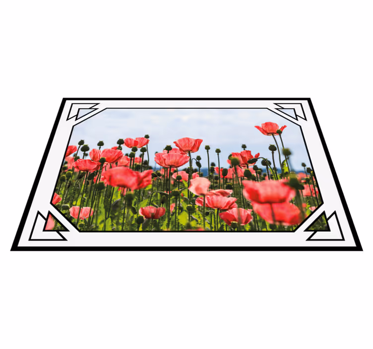 花と植物の壁画 色とりどりのポピー畑 - TENSTICKERS
