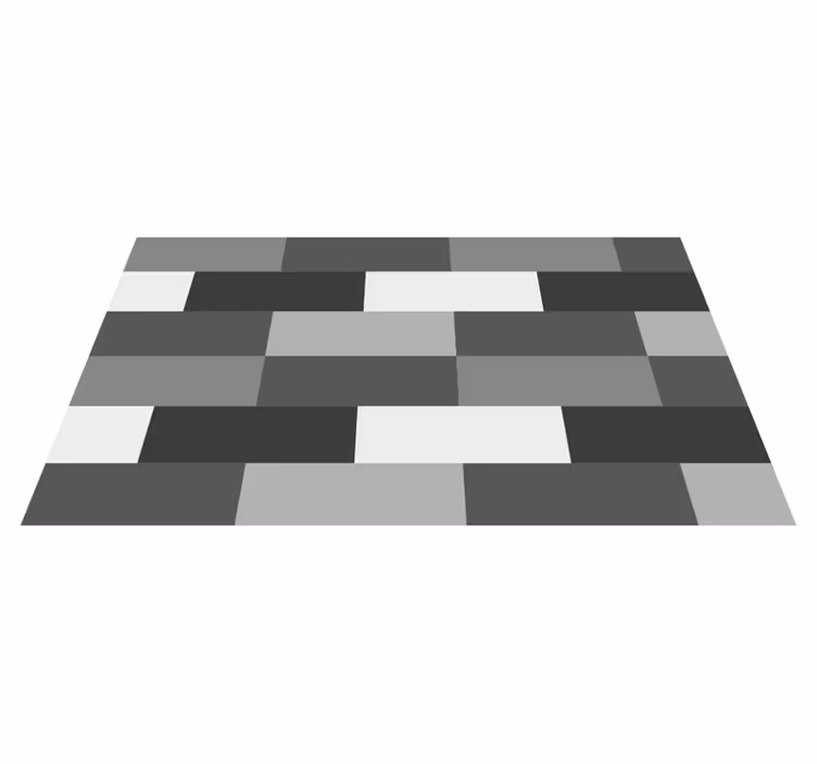 バスルームに1枚ビニールカーペット モノクロブロックレイアウト - TENSTICKERS