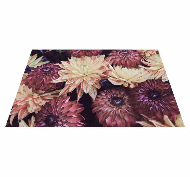 花と植物の壁画咲き誇るダリアのディスプレイ - TENSTICKERS