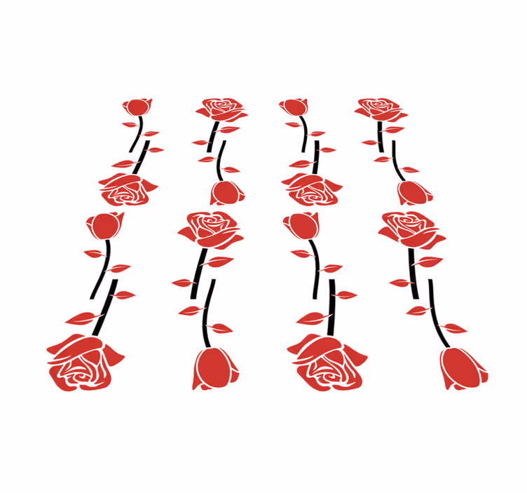 花と植物の壁画赤いバラのパターン - TENSTICKERS