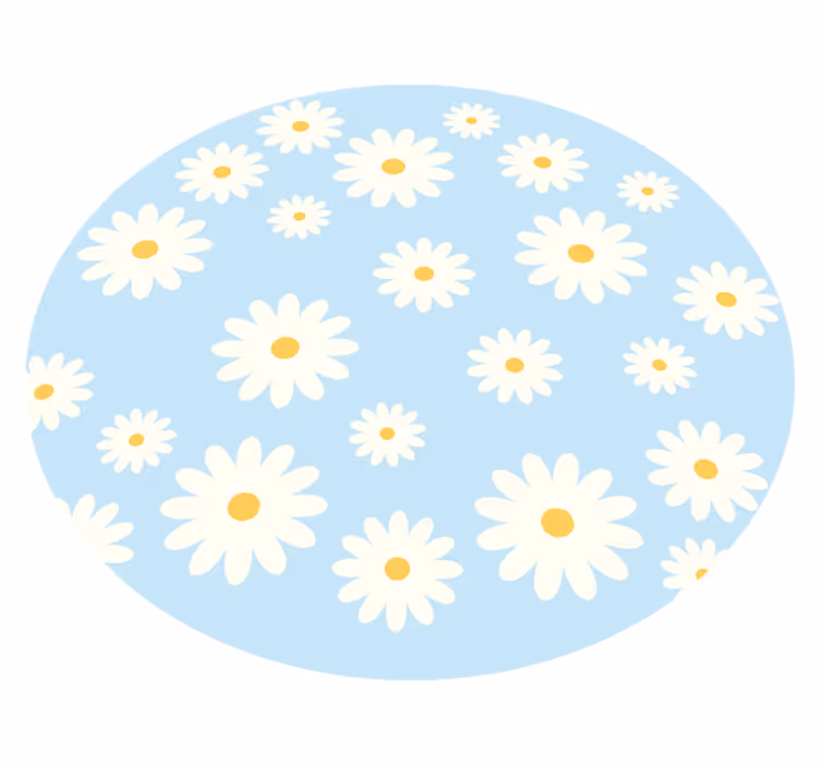 リビングルーム ビニールマット デイジーフローラルエンブレム - TENSTICKERS