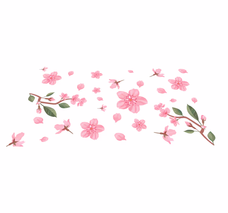 花と植物の壁画ピンクの花模様 - TENSTICKERS
