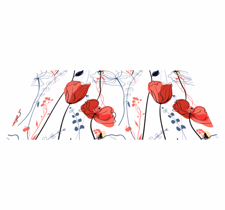 花と植物の壁画紅い花の優雅さ - TENSTICKERS