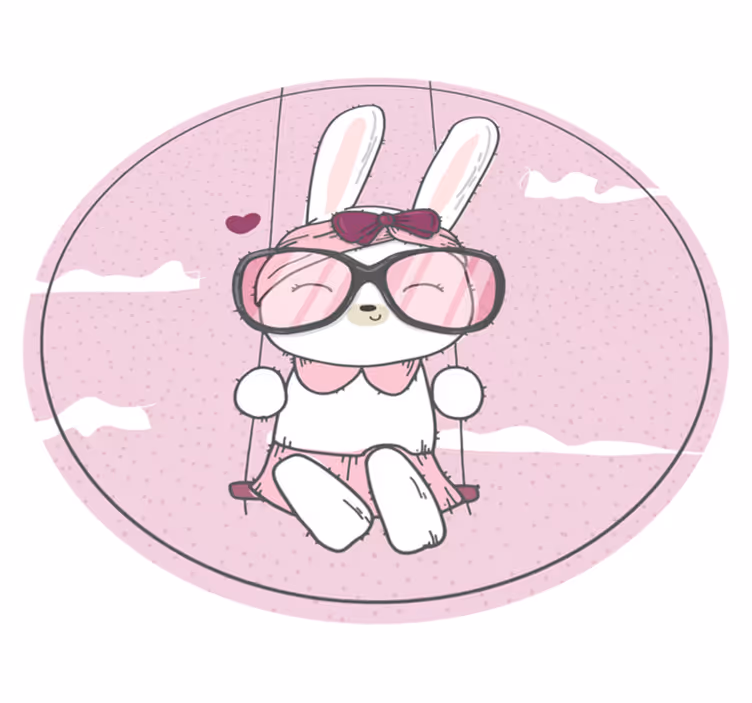 子供 ビニールマット かわいいウサギのブランコ - TENSTICKERS