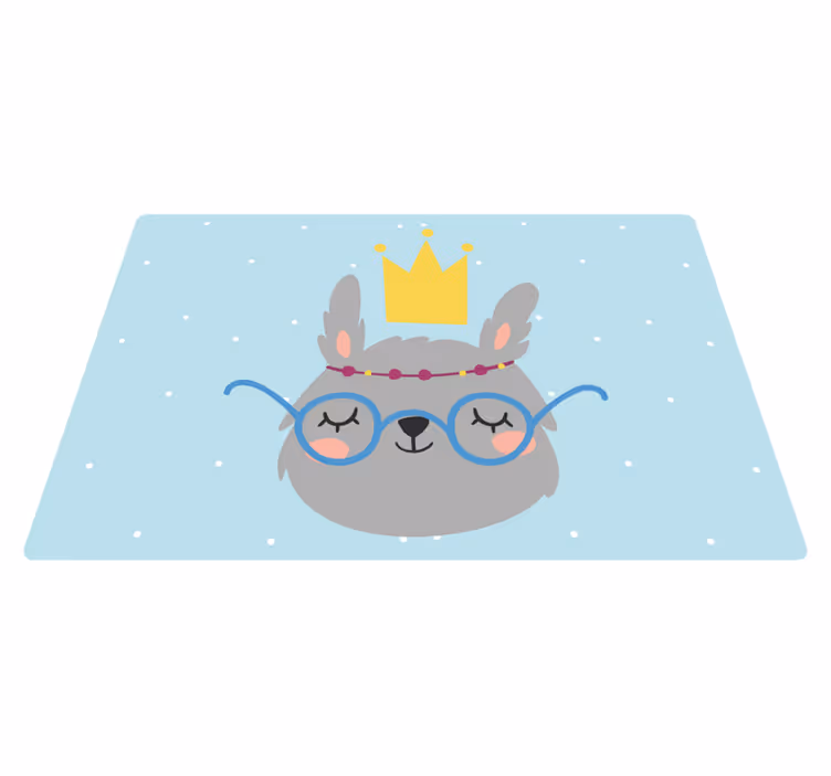 子供 ビニールマット 北欧風グレーの眼鏡をかけたウサギ - TENSTICKERS